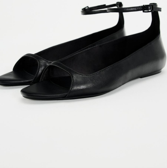 ZARA BALLET FLAT OPEN TOE SHOES - Picture 4 of 5